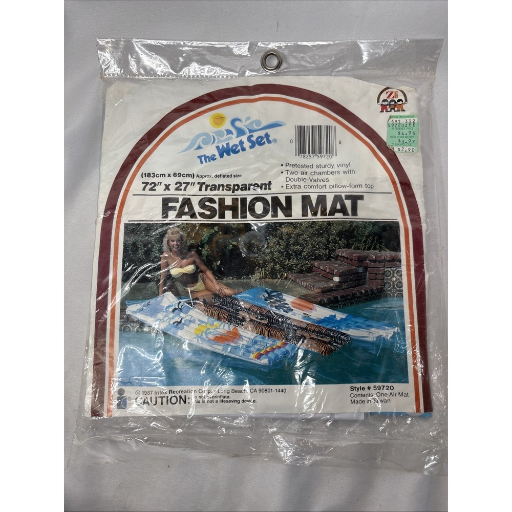 Vtg‎ 1987 Intex The WET SET Inflatable Transparent Mat Float 72x27" 59720 Sealed